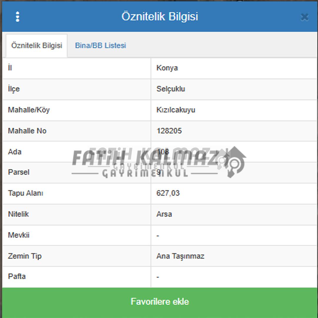 Selçuklu Kızılcakuyu'da Satılık Arsa - Müstakil Tapu - 627 M2