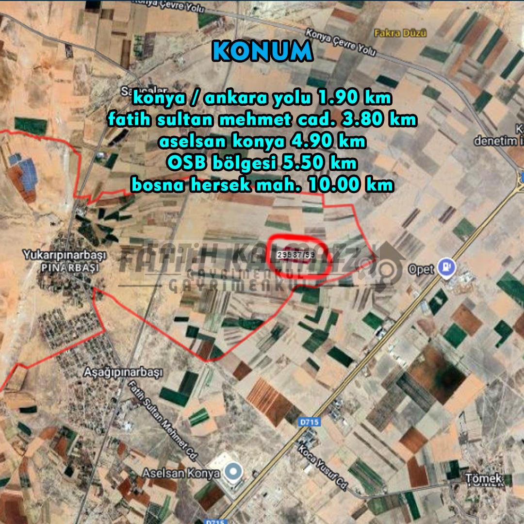 Selçuklu Yukarıpınarbaşı'nda Satılık Tarla - Hisseli - 1.010 M2