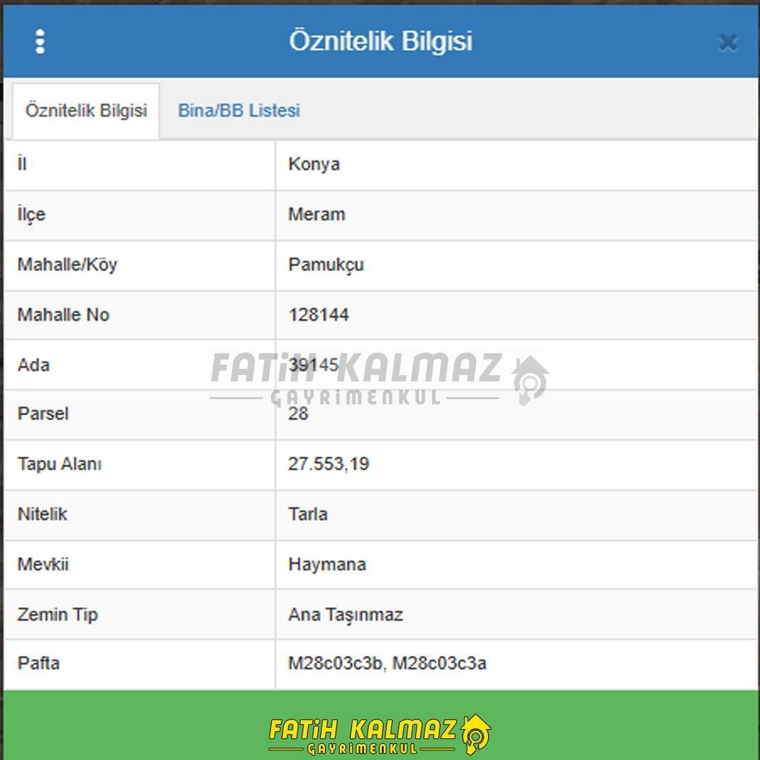 Meram Pamukçu'da Satılık Tarla - Müstakil - 27.553 m2