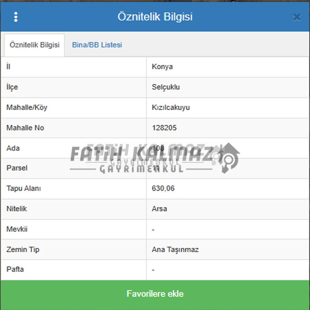 Selçuklu Kızılcakuyu'da Satılık Arsa - Müstakil Tapu - 630 M2