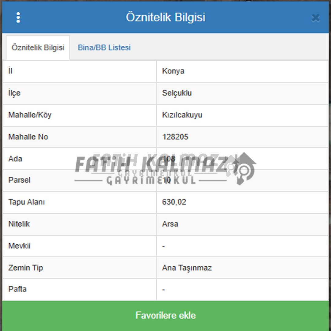 Selçuklu Kızılcakuyu'da Satılık Arsa - Müstakil Tapu - 630 M2