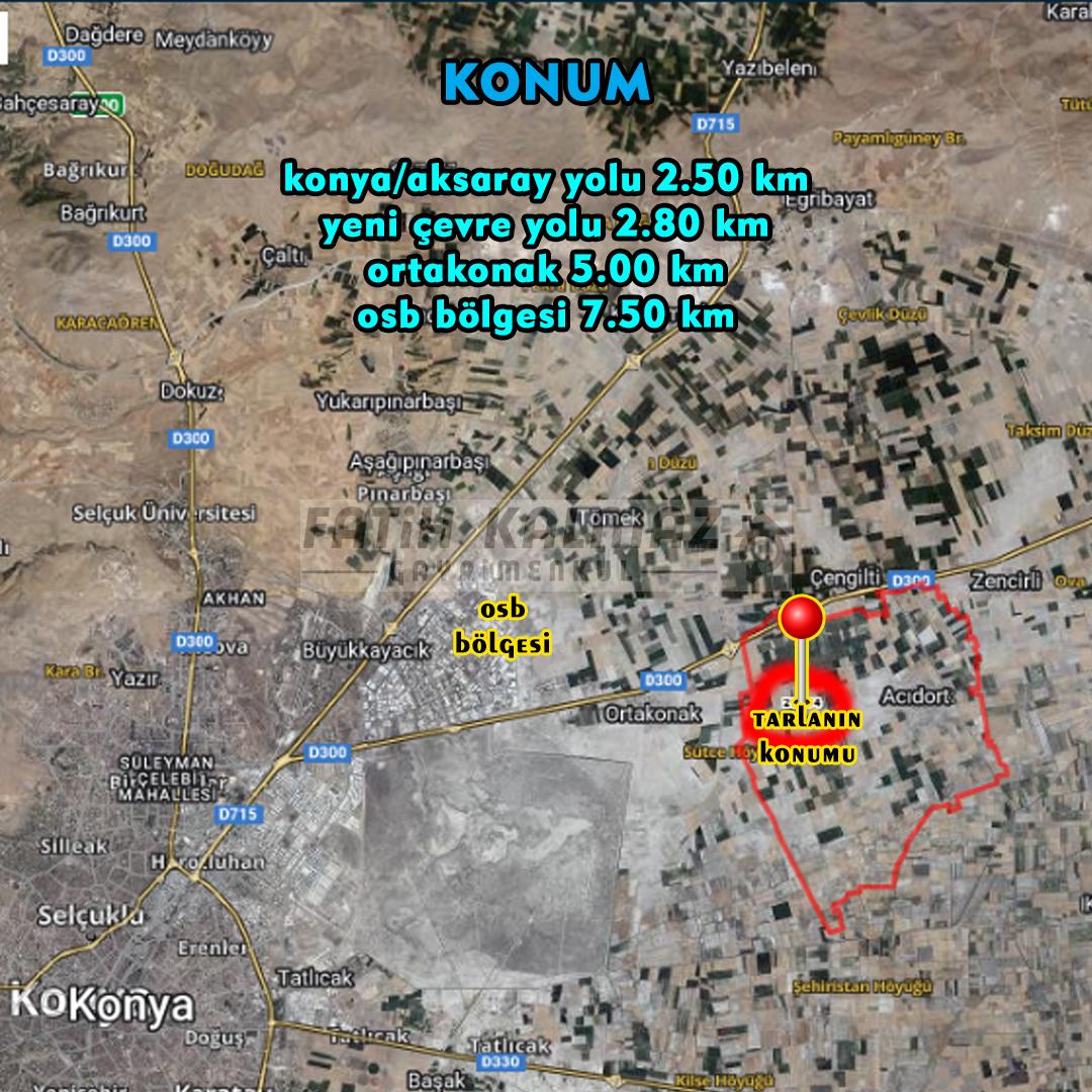 Karatay Acıdort'da Satılık Tarla - Müstakil Tapu - 9.437 M2