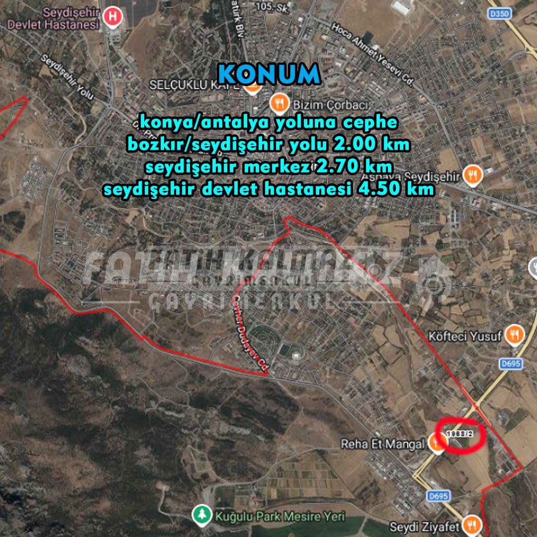 Seydişehir Değirmenci 'de Satılık Ticari Arsa - Müstakil - 893 M2 | Antalya Yoluna Cephe