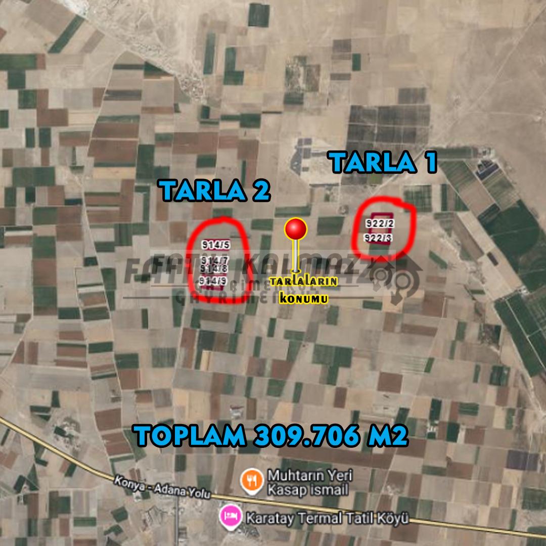 Karatay İsmilde Satılık Sulak Tarla - Toplu Satılık - 309.706 M2